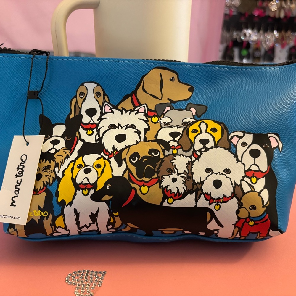 Blue Dog Print Cosmetic Bag